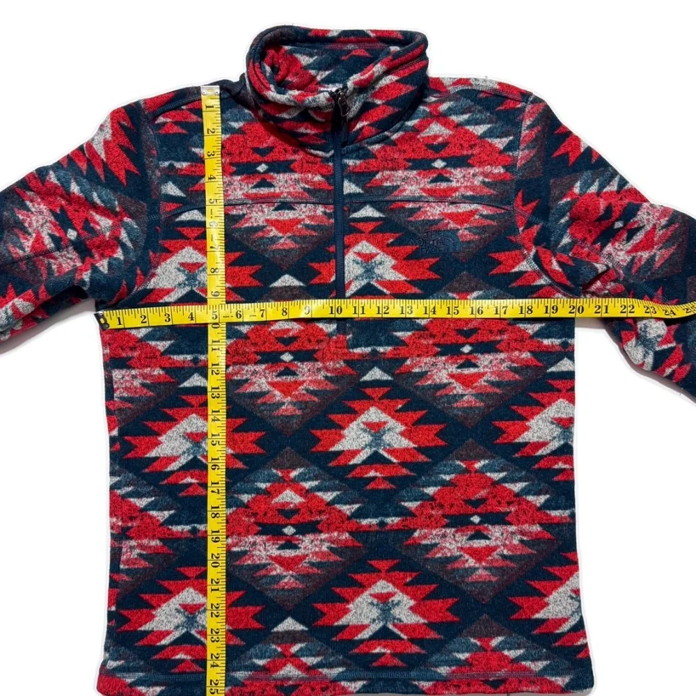 The North Face Men's Half Zip Aztec Orange Red and Blue Print Size Medium